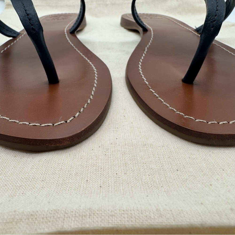 Tory Burch Mini Miller Sandal Navy Blue and Brown Size 7.5 - Picture 2 of 6